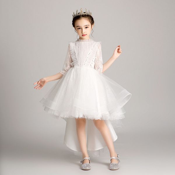 

3~14ys girls children princess party fluffy dress clothes little kids teens white color birthday wedding party ball gown dress, Red;yellow