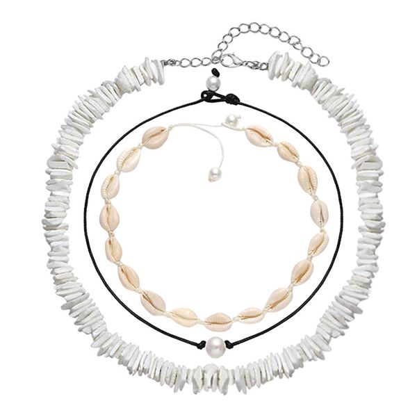 

shell pearl choker necklace for women hawaiian seashell pearls choker necklace bohemia collar collier women beach jewelry #w, Silver