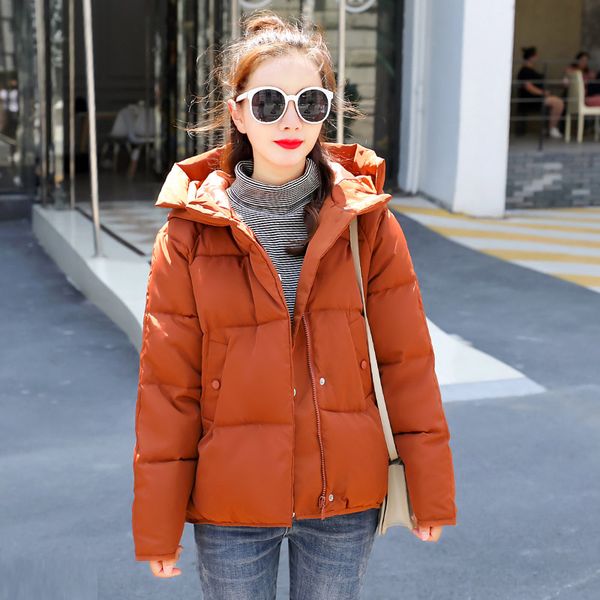 

korean style women winter jacket fashion pockets warm coats chic stand collar hooded outwear new arrival casaco feminina inverno, Black;brown