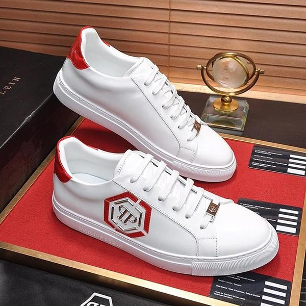 

designer philipp plein men casual shoes flats luxury with box zapatos de hombre luxury design casual men shoes lace-up