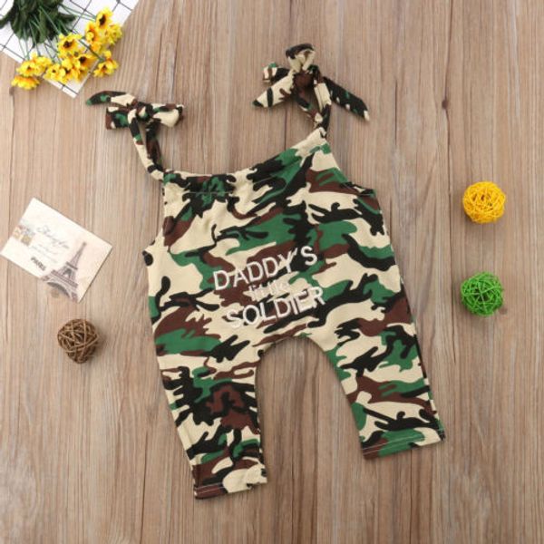 

new fashion baby girl camouflage romper sleeveless strap jumpsuit summer newborn infant clothes toddler outfit childrne sunsuit, Blue