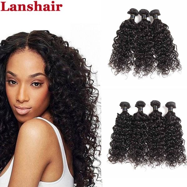 

3 4 bundles peruvian human hair water wave virgin hair unprocessed peruvian brazilian indian remy human hair bundles natural color 100g/pcs, Black