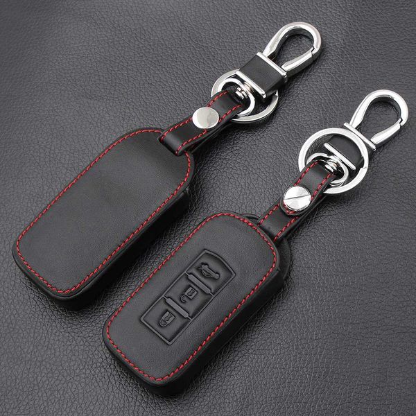 

genuine leather remote car keychain leather key cover case for mitsubishi outlander/wing gods/lancer/10 pajero sport/asx