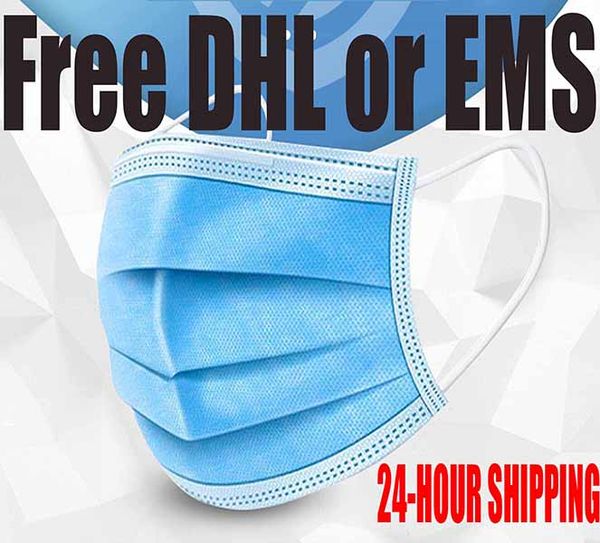 

stock disposable face masks thick 3-layer masks with earloops for salon, home use comfortable mask by dhl ing