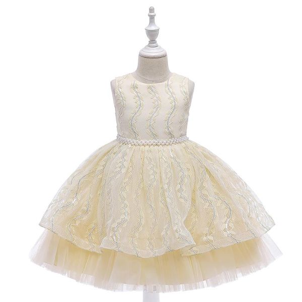 

girls birthday party dresses beaded embroidery fluffy princess dresses wedding flower girl party catwalk show costumes, Red;yellow