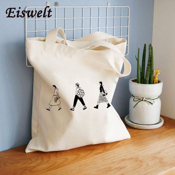 

dropshipping ladies cloth canvas tote bag handmade cotton shopping travel women folding shoulder shopping shopper bolsas de tela