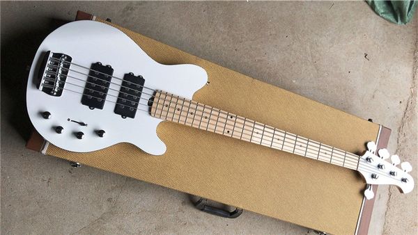 

new 5 strings glossy white body electric bass guitar with chrome hardware,maple fingerboard,offer customize