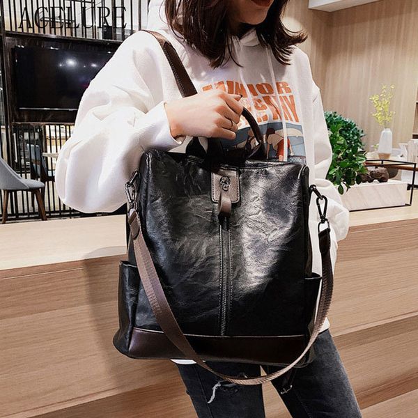 

acelure fashion pu leather women backpack multifunction soft high capacity back pack for female big school bags