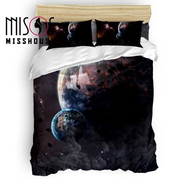 

misshouse universe earth disaster duvet cover set bed sheets comforter cover pillowcases 4pcs bedding sets