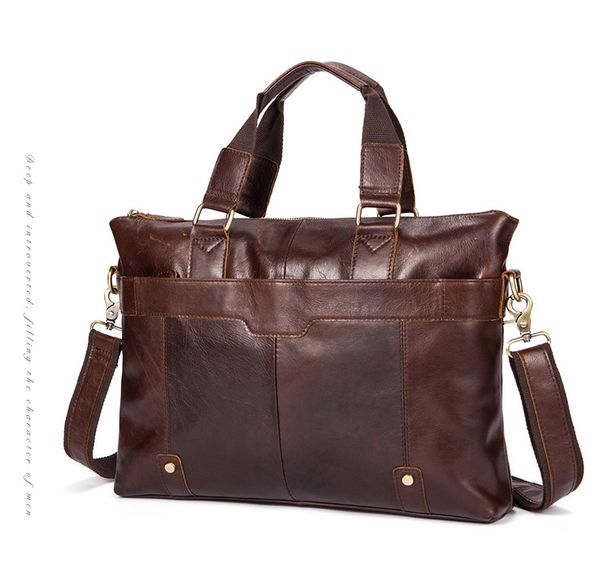 

european and american men's briefcase business leisure men one shoulder inclined head cover cowhide handbag men