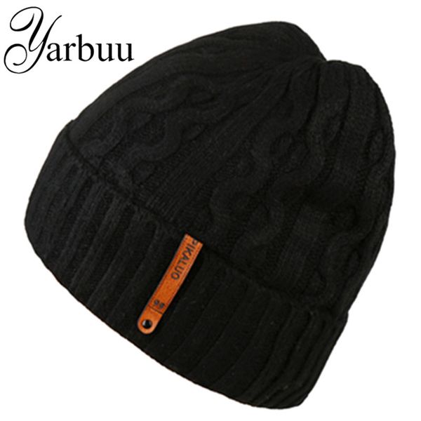 

yarbuu] knitted hat quality head caps new fashion winter hat for men soft and elastic hats skiing keep warm protecting hats