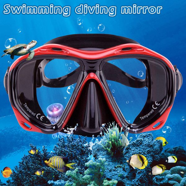 

swimming goggles tempered glass wide view anti-fog snorkel mask fi-19ing