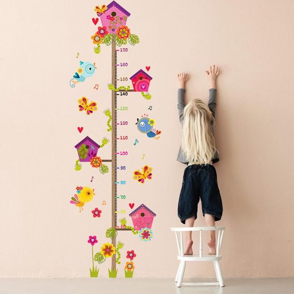 

Wallpaper sticker happy detachable waterproof cartoon animal house Measuring height wall sticker for kids rooms