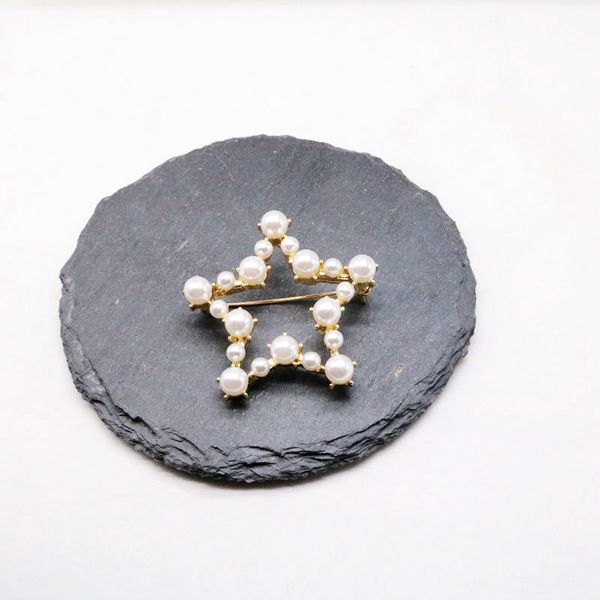 

simple design star pearls alloy sweet brooches for women, new designs cute fashion brooches, Gray