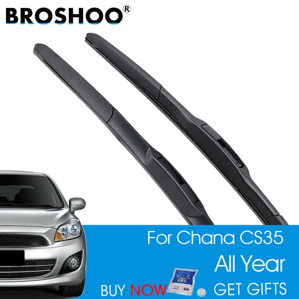 

broshoo car windshield natural rubber wiper blades for chana cs35 22"&18" ,fit all year fit standard hook arm auto accessories