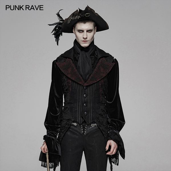 

punk rave мужчины gothic retro party нашивки жилет asymmetric steampunk party club mens vest halloween cosplay выполните костюм, Black;white