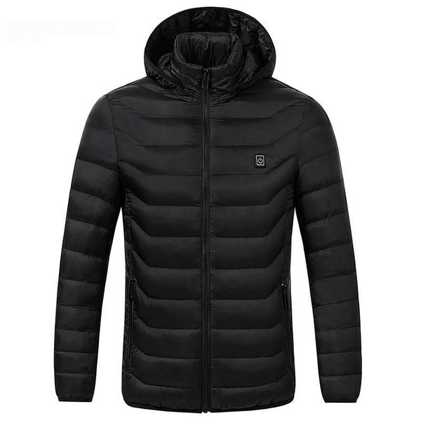

men's winter usb heating jacket men waterproof reflective hooded coat male warm parka cotton windbreaker mens rain jackets, Black
