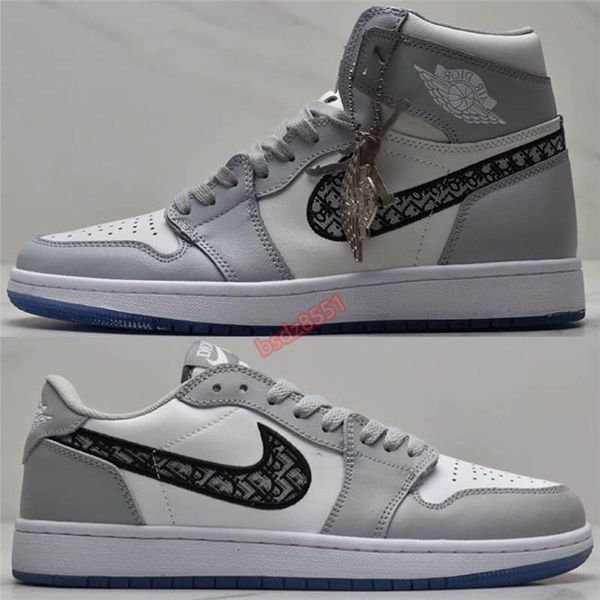 

2020 aj 1 high og x dÃ¬or oblique homme x kaws0 by kim jones casual shoes basketball sneakers, Black