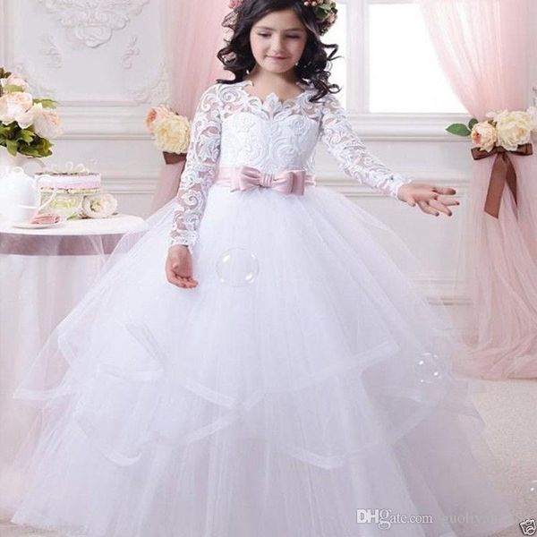 Bella Ivory sfera di Tulle Flower Girl Dresses Halter paillettes Top tutu scherza il bambino di compleanno del bambino Pageant Gown