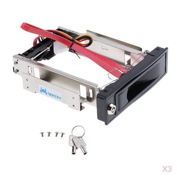 

3pc mobile rack trayless bracket enclosure for 3.5 inch sata hard drive