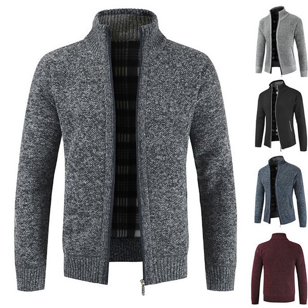 

laamei new mens sweaters men's casual slim full zip thick knitted cardigan sweaters with pockets coat 2020, White;black