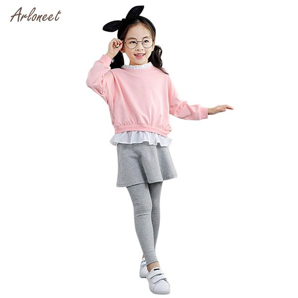 

arloneet 2019 autumn toddler girl clothing sets t shirt pantskirt tracksuit outfits toddler girl winter clothes 3-8y 2pcs, White
