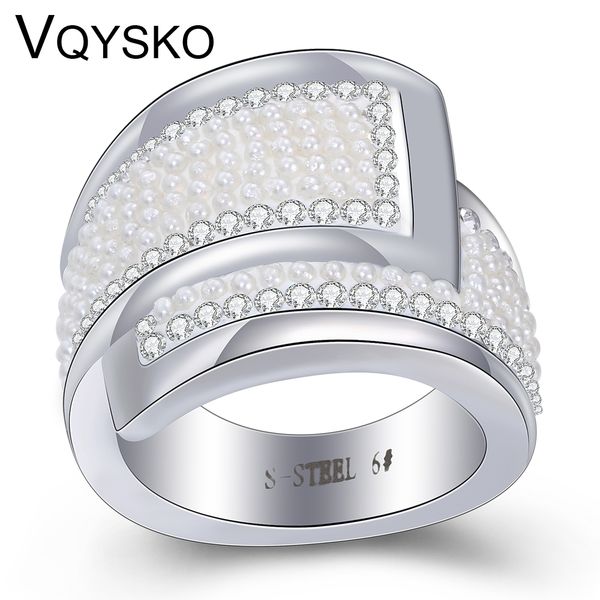 

316l stainless steel creative beads women wedding rings with pearls fashion jewelry ring accessories for women