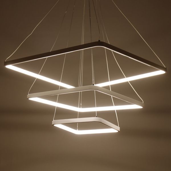 

square white pendant light led circle modern hanglamp for living room lampara de techo indoor lighting fixture luminiares