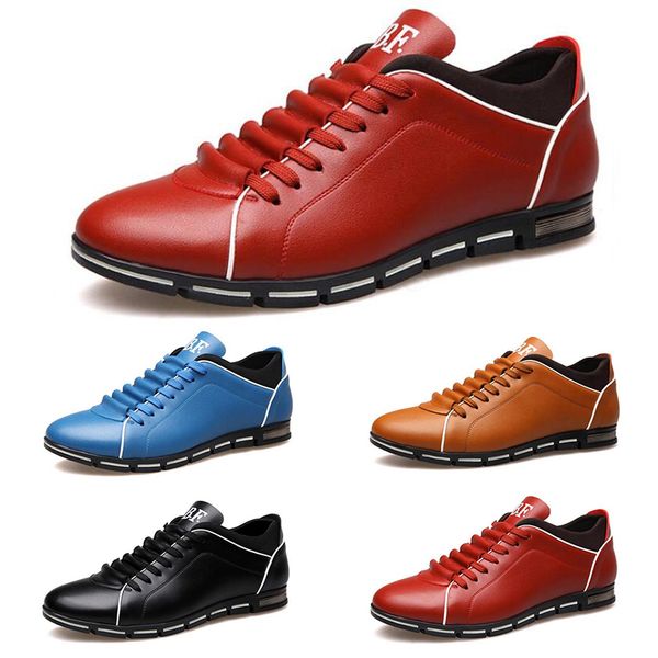 

бесплатная доставка люди вскользь кожаные ботинки черного красного каштан светло-синих моды мужских кроссовок плоских обуви на открытом возд, Black