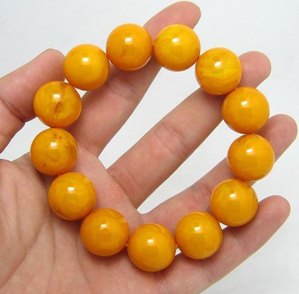 

natural amber beaded strands old honey wax bracelet round pearl chicken oil yellow men and women 16mm, Black
