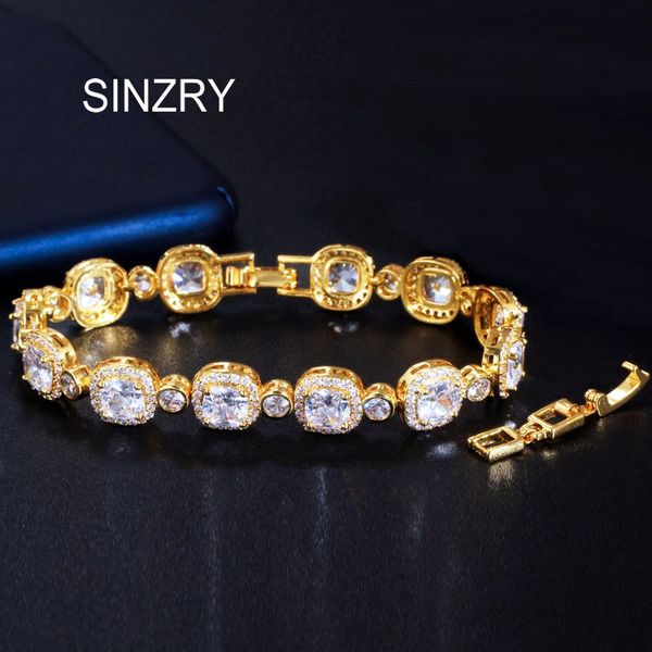 

sinzry 2020 full cubic zirconia shinning korean stylish charm bracelets lady bridal jewelry accessory, Golden;silver