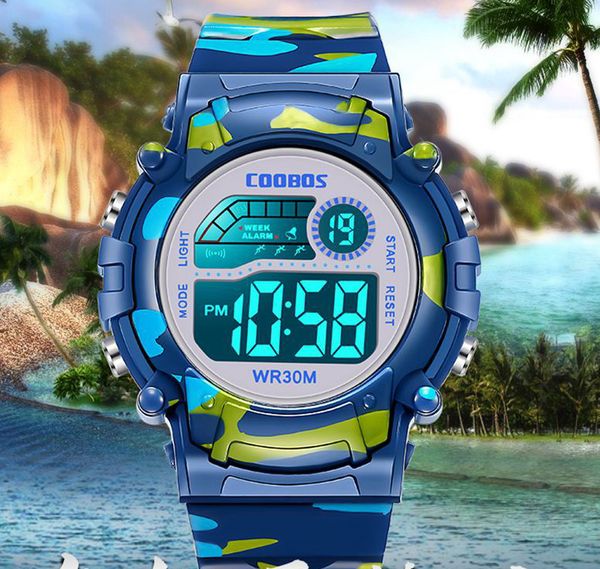 

fashion boys girls students camouflage sport led digital watches kids children multifunction gift party wrist watches, Slivery;brown