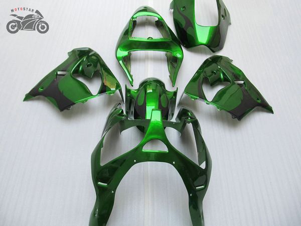 Peças de motocicleta personalizadas gratuitas para Kawasaki ZX9R Jogo de Feira 2000 2001 Ninja ZX-9R 00 01 ZX 9R Verde Fairings Black Set YY22