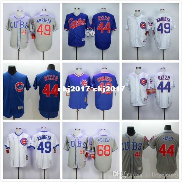 

44 anthony rizzo 49 arrieta retro jersey white blue gray, Blue;black