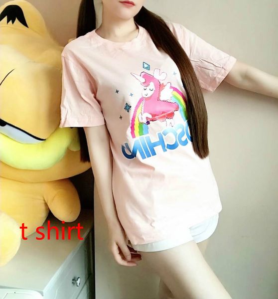 

women designer t shirts gg brand tees colorful letters printed short sleeves pattern style luxury girl nnicorn t shirts lr200413, White