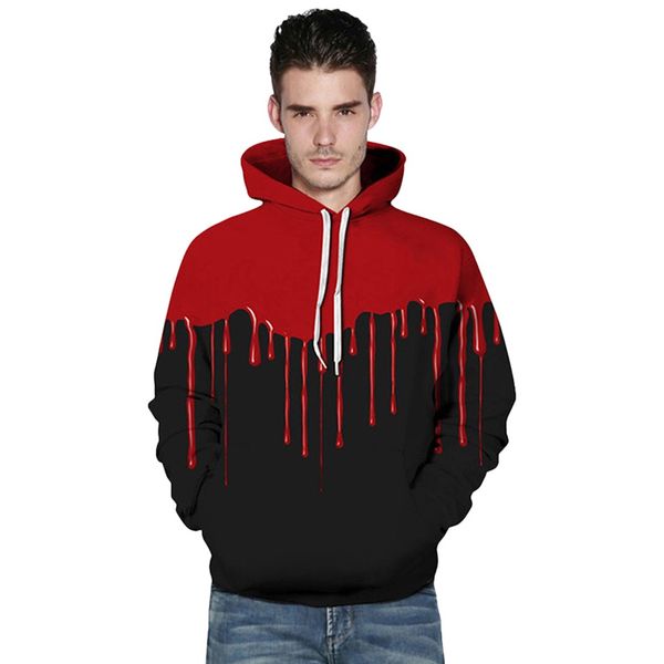 

muqgew hoodies sweatshirt men 2019 winter halloween women men couples blood print long sleeve hoodie sweatshirt pullover#g4, Black