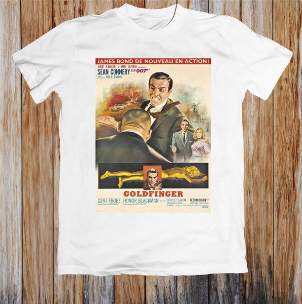 

goldfinger 1960s retro t shirt homme plus size tee shirt, White;black