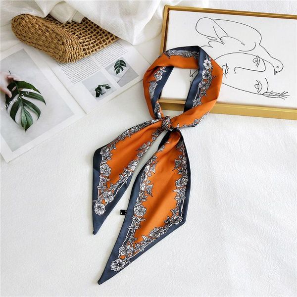 

2020 new spring summer women's silk stain hair head scarf headband female polk dot printed neck collar scarfs for ladies handbag, Blue;gray