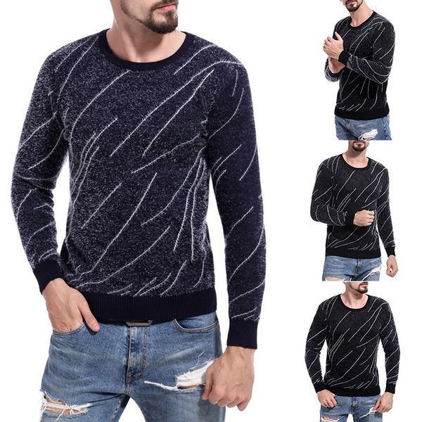 

mjartoria 2019 new fashion pullover men casual sweaters men's long sleeve crew neck sweater, White;black