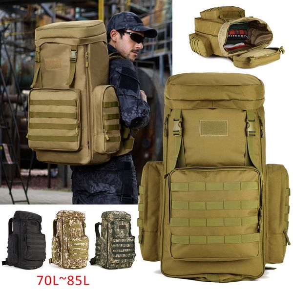 

70-85l molle рюкзак tactical army men путешествие водонепроницаемого рюкзак туристический bagpack дождевик mochila tatica кемпинг