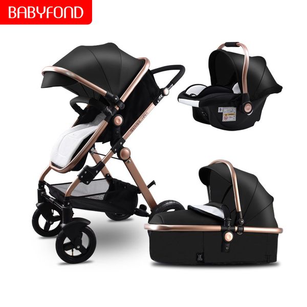 

Babyfond black 3in1 troller 2019 rever ible eat pu h handle luxury leather baby troller 0 3 year old high land cape