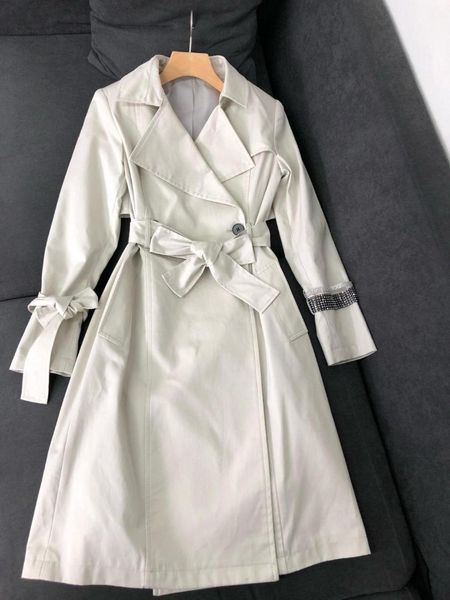 

2019 autumn new women diamonds coat trench rmsx 7.12, Tan;black