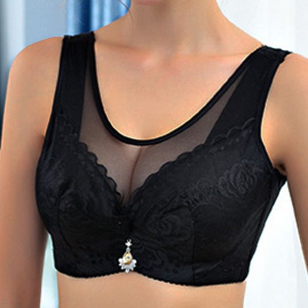 

vertvie women large size bra tube gathered adjustable gauze mesh breasts thin underwear ultrathin lace sport bralette female, White;black