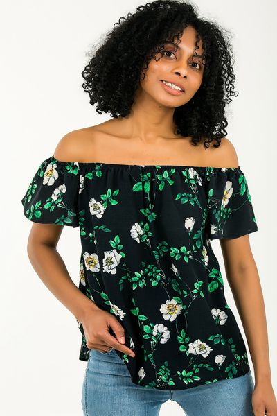 

trendhub women's boat neck floral blouse t-shirts 18y0470007, White