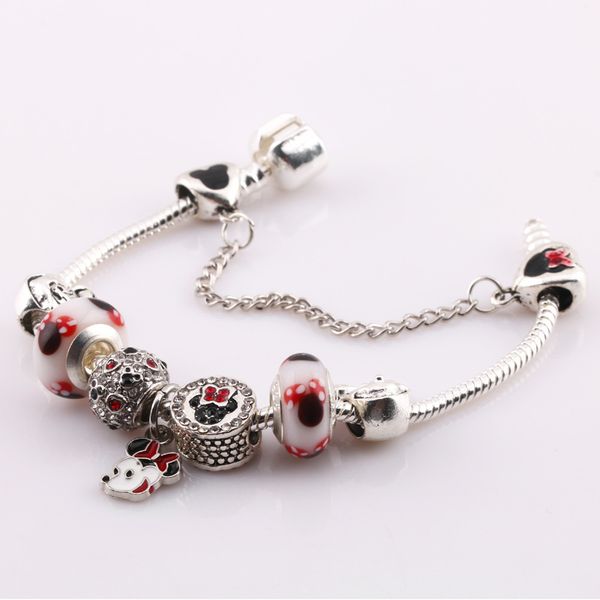 

wholesale-murano dog pendant charm beads bracelet fit pandora cartoon bracelet jewelry, Black