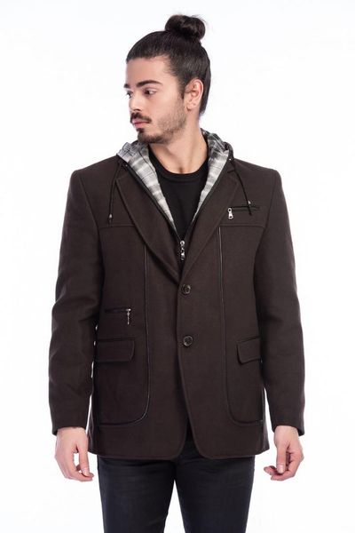 

dewberry male dotted anthracite coat-1030001k7126, Black;brown