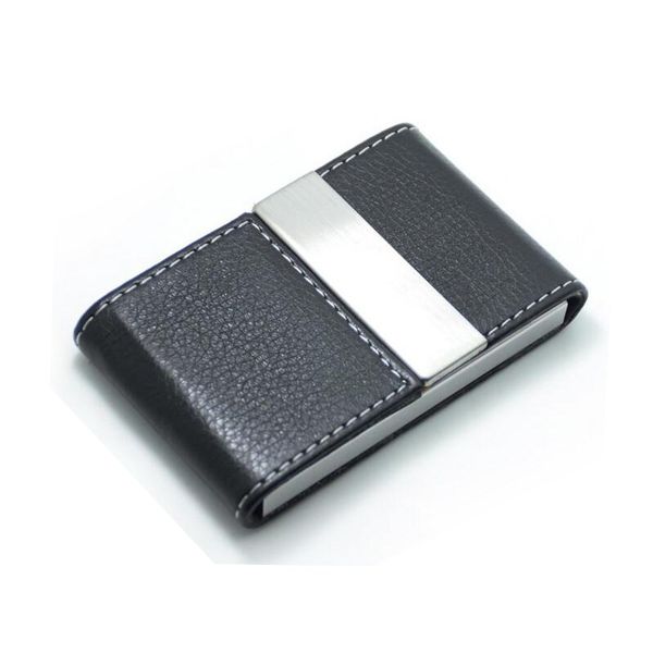 Big Capacity Business Name Card Holder Credit Card Holder Fashion Unisex Visit Card Case Metal Wallet PU Leather Solid Steel Box