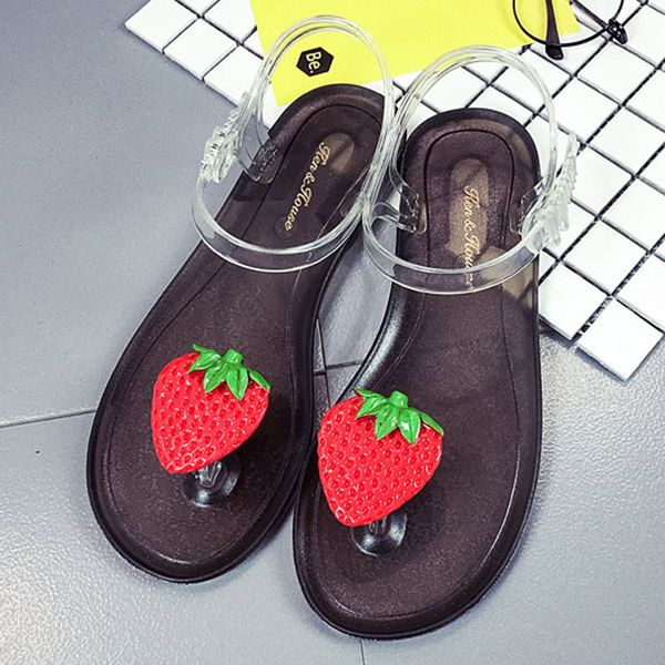 

2019 new shoes summer sandals cute women roman flat shoes fruit sandal female girls plate flip flops beach sandals ladies, Black