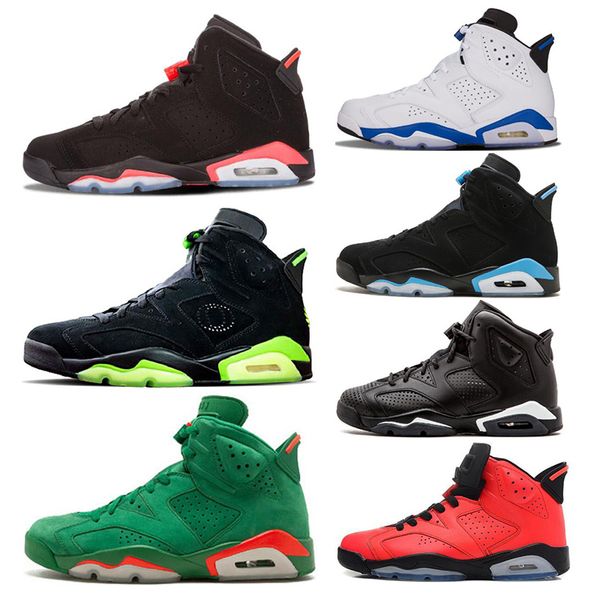 

дизайнерские черные инфракрасные bred 6 6s мужские баскетбольные кроссовки зеленые замшевые gatorade unc oreo carmine спортивные кроссовки м, White;red