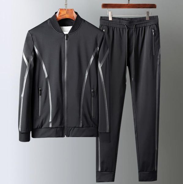 

sport men sets (sweatshirts+pants) luxury autumn winter add velvet man sweatshirts plus size 5xl elastic waist male pants, Gray
